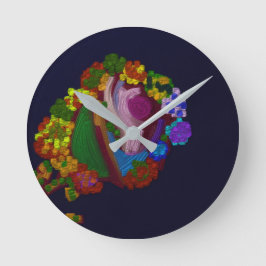 Reloj Redondo Mediano Floral de Colores de Arcoíris