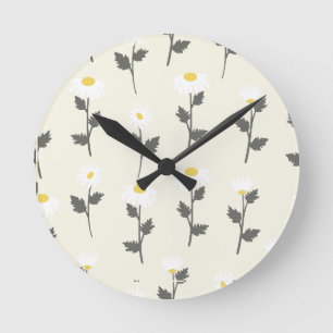 Reloj Redondo Mediano Floral de flores silvestres y pequeñas Daisies del