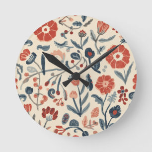 Reloj Redondo Mediano Floral del Jardín Botánico Escandinavo Nordic Bloo