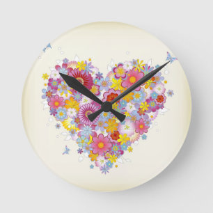 Reloj Redondo Mediano Floral heart with butterflies