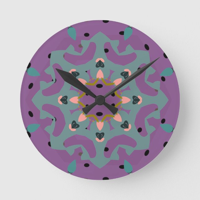 Reloj Redondo Mediano Floral Mandala (Anverso)