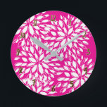 Reloj Redondo Mediano Floral moderna rosa caliente brillante personaliza<br><div class="desc">Personalizar con cualquier texto.</div>