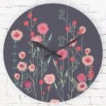 Reloj Redondo Mediano Floral oscuro<br><div class="desc">Arte botánico bohemio moderno. Bonito holgado sobre un fondo gris oscuro. Arte original de Nic Squirrell.</div>