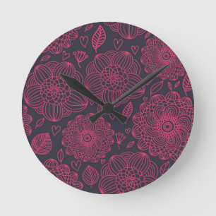 Reloj Redondo Mediano Floral Pattern