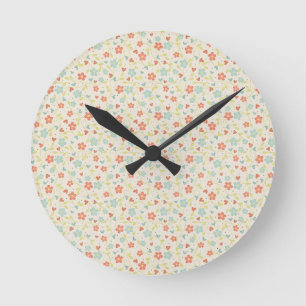 Reloj Redondo Mediano Floral primaveral pastel luz bonita