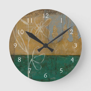 Reloj Redondo Mediano Floral Sketch with Wildflower and Plants