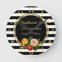Floral vintage Black and White Stripe Personalizad