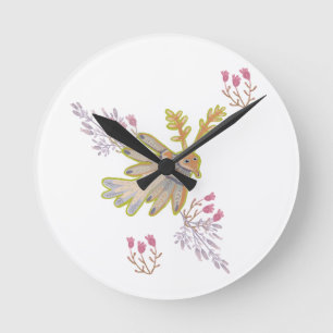 Reloj Redondo Mediano floral y pájaros