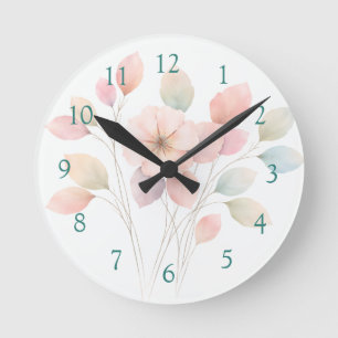Reloj Redondo Mediano Florales Perfectos Pastel