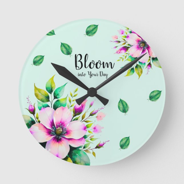 Reloj Redondo Mediano Florecer en tu día (Anverso)