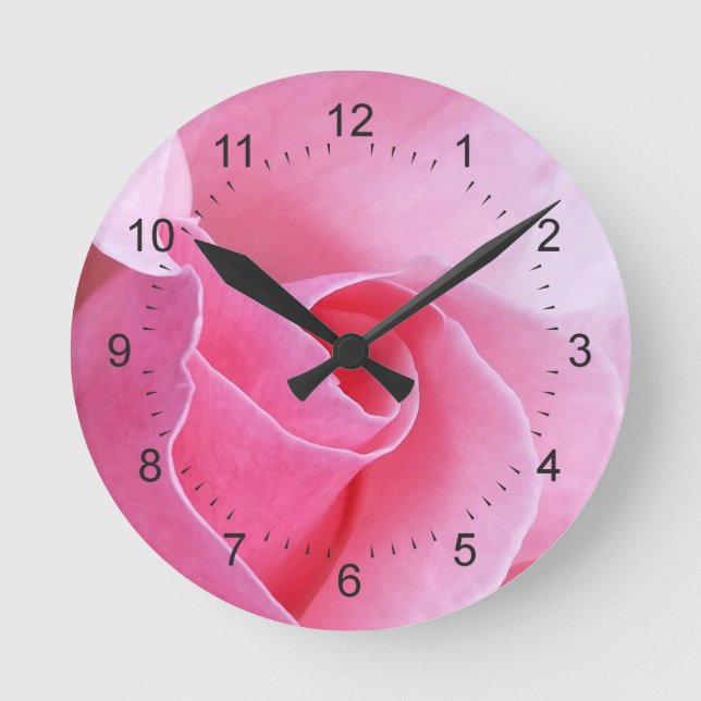 Reloj Redondo Mediano florecimiento rosa rosado (Anverso)