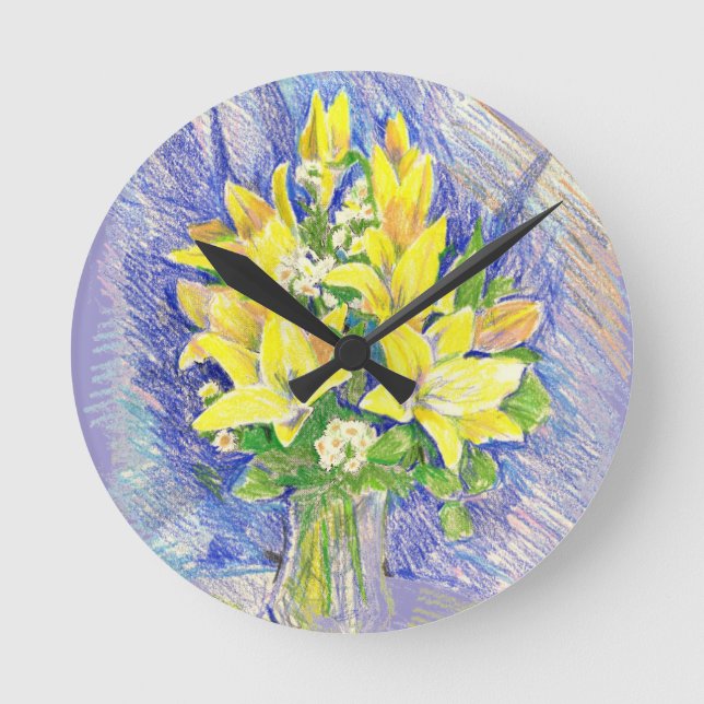 Reloj Redondo Mediano Flores (Anverso)