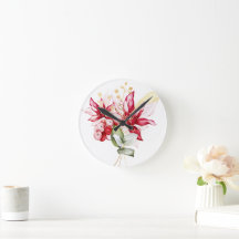 Flores acuáticas de poinsettia roja feriado de inv