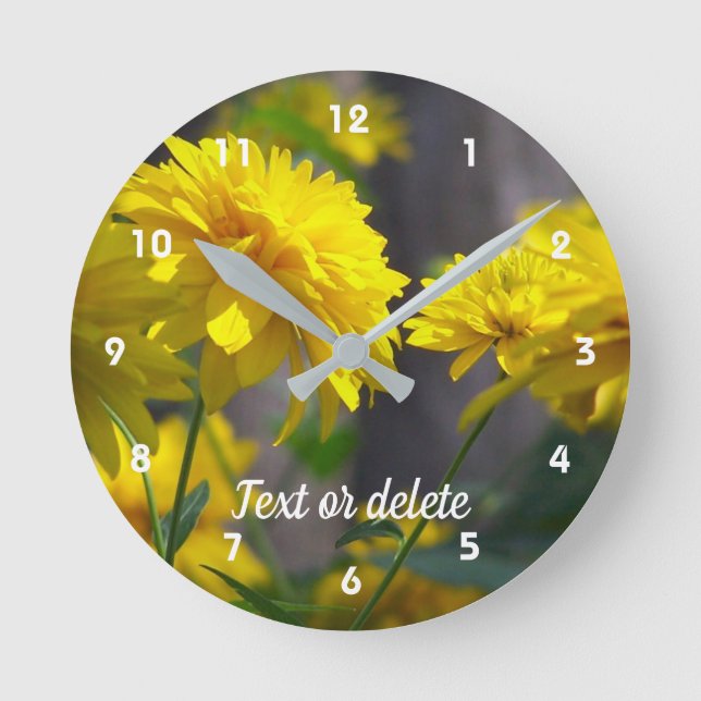 Reloj Redondo Mediano Flores amarillas personalizadas (Anverso)