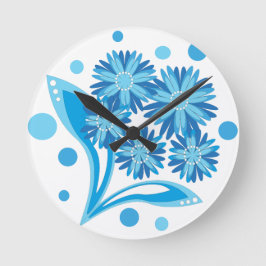 Reloj Redondo Mediano Flores azules originales
