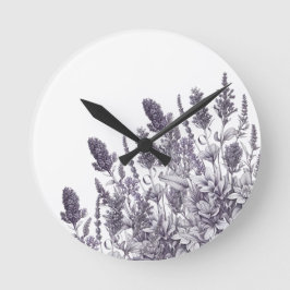 Reloj Redondo Mediano Flores blancas y negras