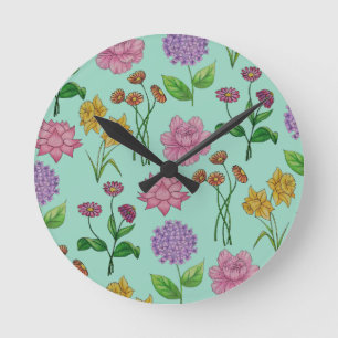 Reloj Redondo Mediano Flores coloridas