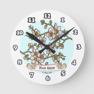 Reloj Redondo Mediano Flores de cerezo