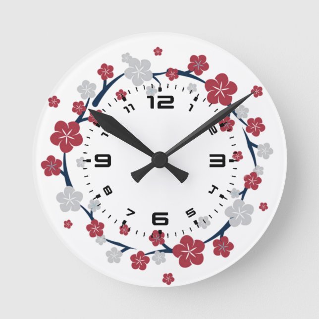 Reloj Redondo Mediano Flores de cerezo (Anverso)