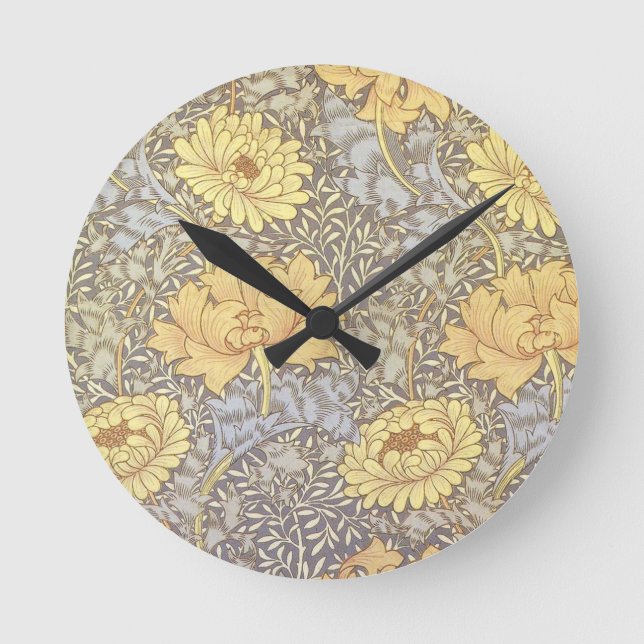 Reloj Redondo Mediano Flores de crisantemo de William Morris (Anverso)