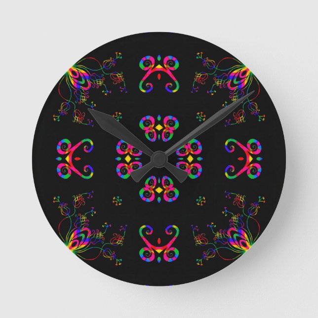 Reloj Redondo Mediano Flores de Fiesta Bailando (Anverso)