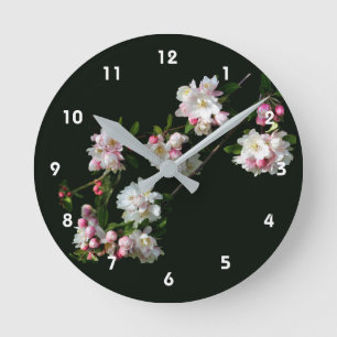 Reloj Redondo Mediano Flores de Flor de Manzano de Primavera