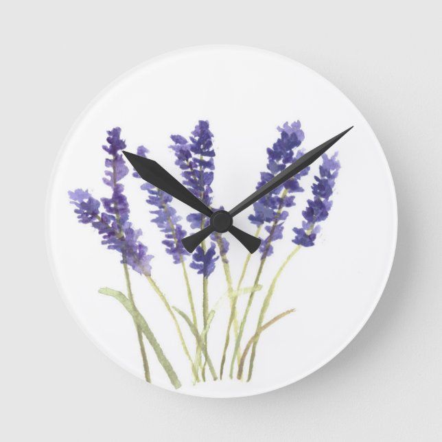 Reloj Redondo Mediano Flores de lavanda lavanda lavanda francesa (Anverso)