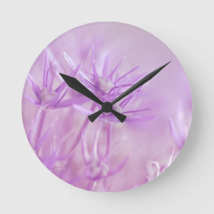 Reloj Redondo Mediano Flores de lavanda moradas