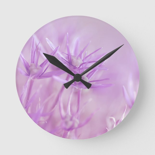 Reloj Redondo Mediano Flores de lavanda moradas (Anverso)
