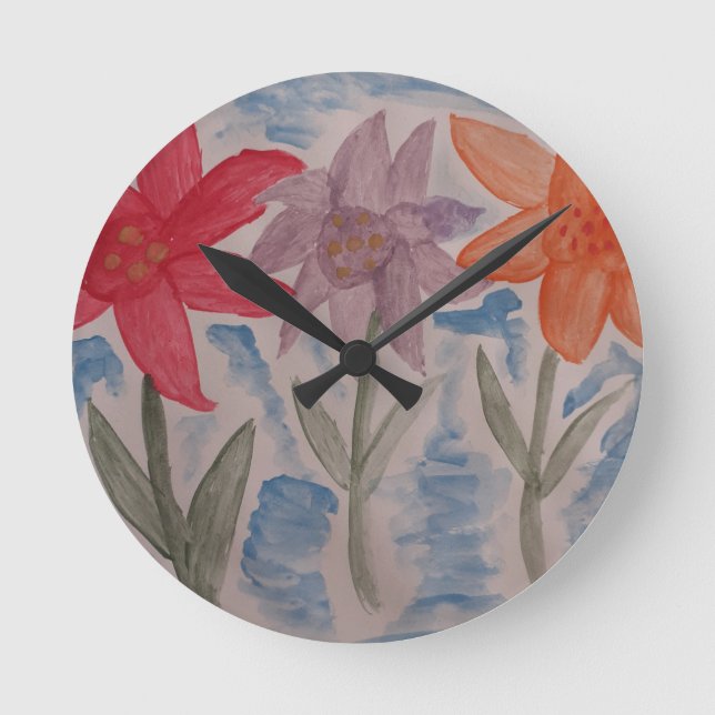 Reloj Redondo Mediano Flores de lirio (Anverso)