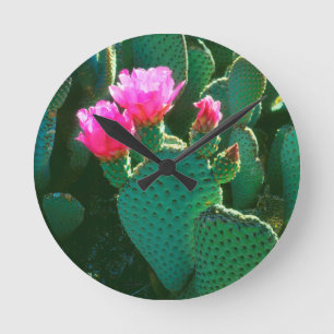 Reloj Redondo Mediano Flores de Opuntia basilaris
