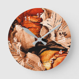 Reloj Redondo Mediano Flores de otoño
