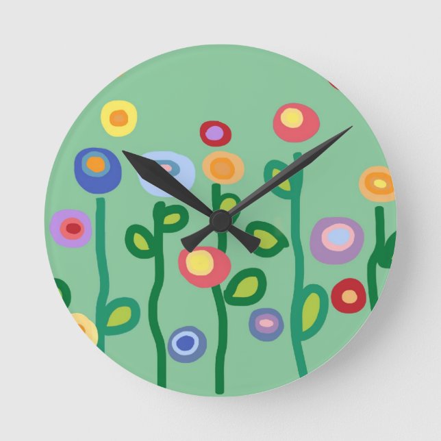 Reloj Redondo Mediano Flores de primavera (Anverso)