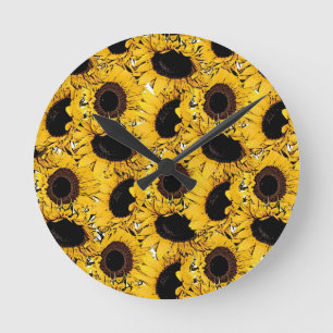 Reloj Redondo Mediano flores de sol pétalos nadar naturaleza marina nati