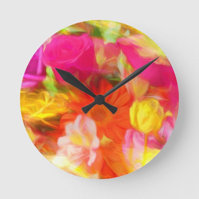 Reloj Redondo Mediano Flores de verano (Anverso)