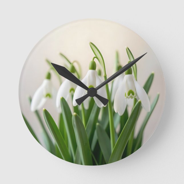 Reloj Redondo Mediano Flores delicadas de snowdrop de primavera (Anverso)