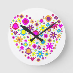 Reloj Redondo Mediano Flores Dichosas