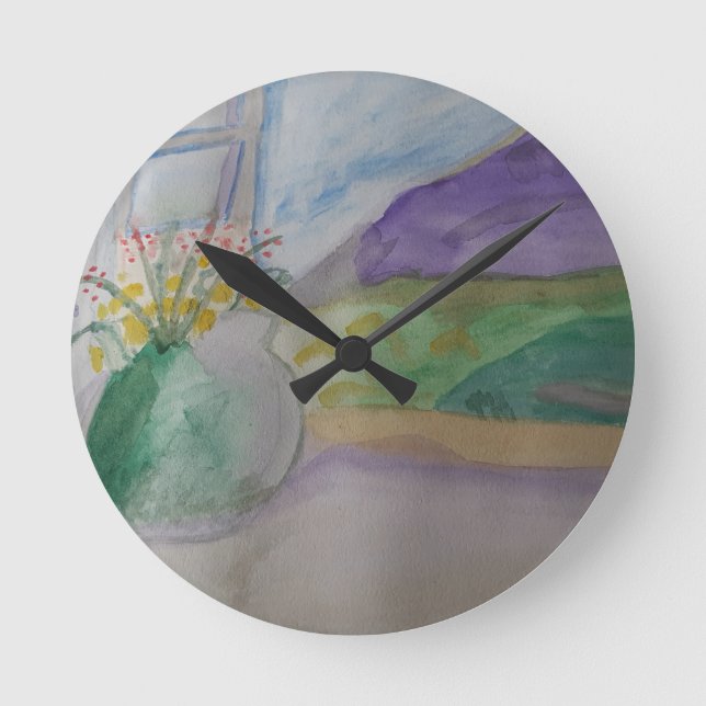 Reloj Redondo Mediano Flores En El Viento (Anverso)