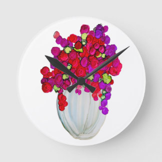 Reloj Redondo Mediano Flores en Florero