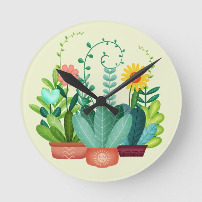 Reloj Redondo Mediano Flores Felices (Anverso)