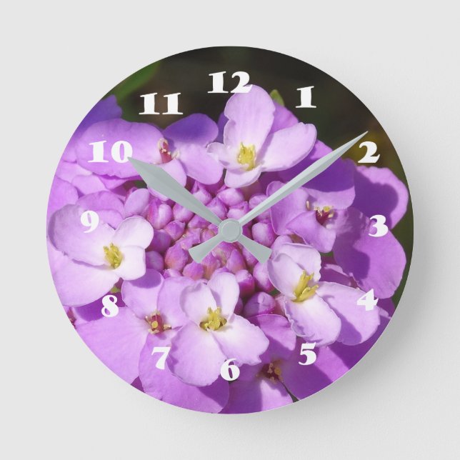Reloj Redondo Mediano Flores (medios) redondos de ClockPurple de la (Anverso)