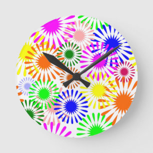 Reloj Redondo Mediano Flores multicoloras