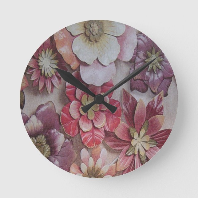RELOJ REDONDO MEDIANO FLORES MULTICOLORES (Anverso)