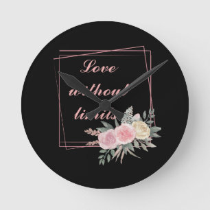 Reloj Redondo Mediano Flores negras, amor por una cita