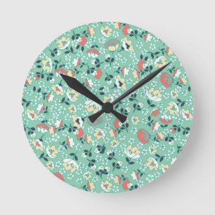Reloj Redondo Mediano Flores pequeñas (verdes)