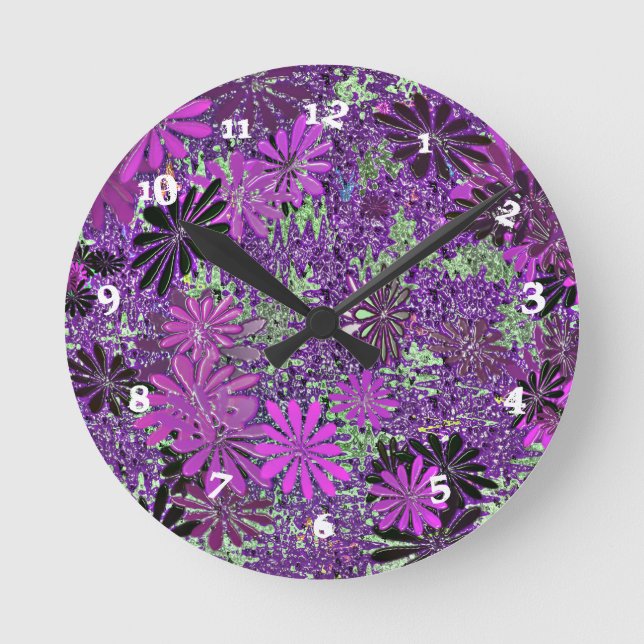 Reloj Redondo Mediano Flores pintadas (Anverso)