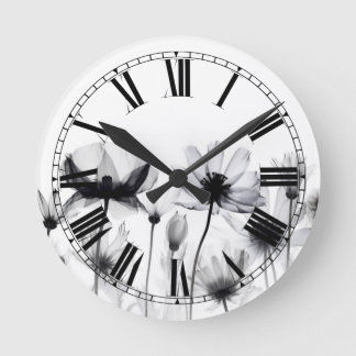 Reloj Redondo Mediano Flores Pretty B&W en Rayos X