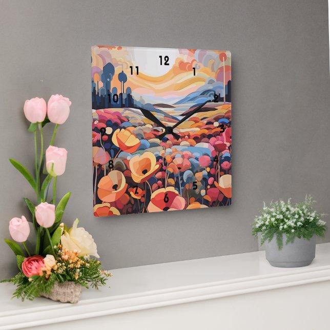 Reloj Redondo Mediano Flores retro abstractas (Subido por el creador)