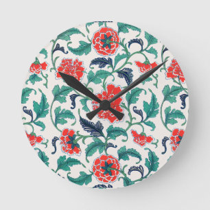 Reloj Redondo Mediano Flores rojas