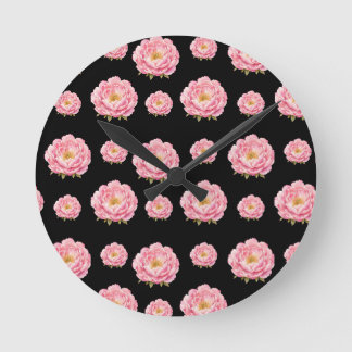 Reloj Redondo Mediano Flores Rosadas